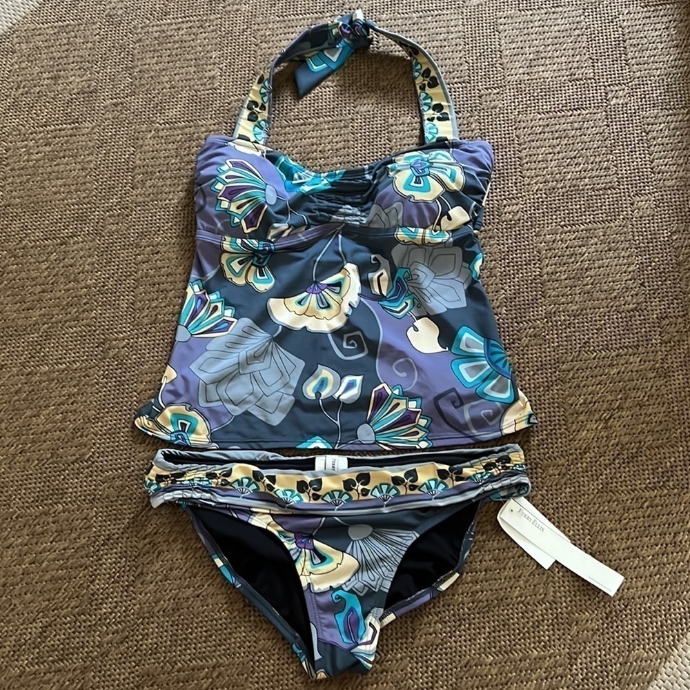 Perry Ellis 2 Piece Halter Tankini Bathing Suit Swim Suit NWT size M